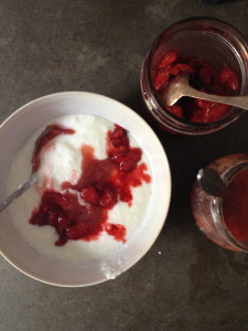    Early Glow Strawberry Oven Preserves with Yogurt 